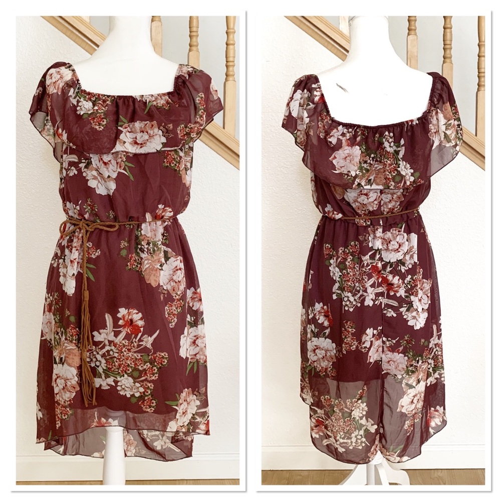 Burgundy Floral Dress